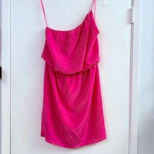 Halston Heritage Fuchsia One Shoulder Spaghetti Strap Mini Dress Size 4